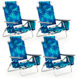 Tangkula Set of 2 Backpack Beach Chair, 5-Position Lay Flat Beach Chairs with Cooler Bag