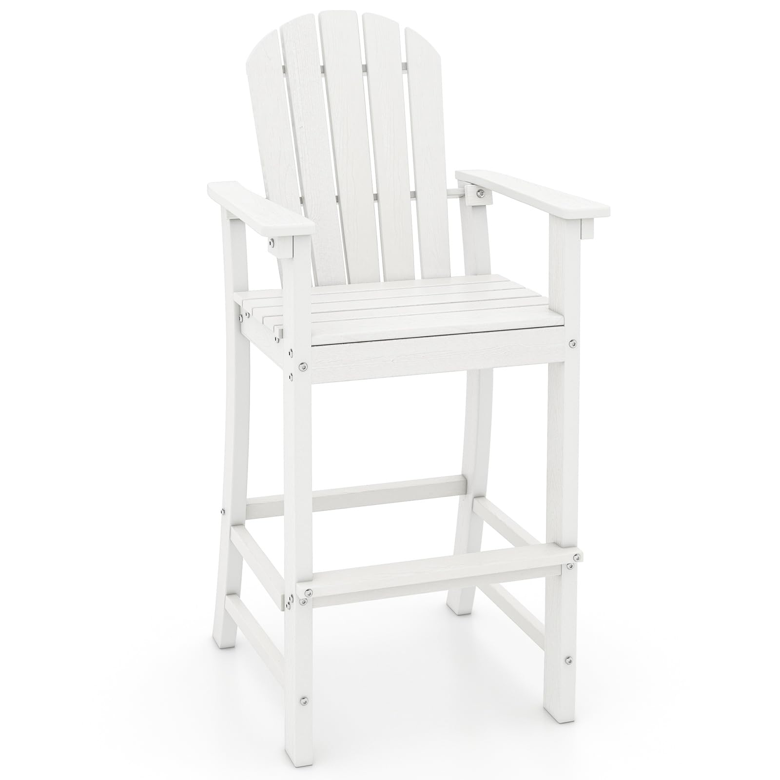 Tangkula Outdoor Tall Adirondack Chair 30 Inches Seat Height, HDPE Bar Height Patio Chair with High Backrest