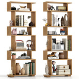 Tangkula 6 Tier S Shaped Bookshelf with Anti Toppling Device