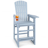 Tangkula Outdoor Bar Stool All-Weather HDPE Tall Adirondack Chair with Backrest