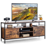 Tangkula TV Stand for TVs up to 65"- 58"TV Console Table w/Side Cabinets & Adjustable Shelf