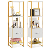 Tangkula 4-Tier Bookshelf with Drawer