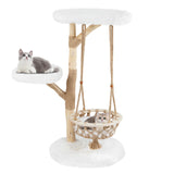 Tangkula 48.5 Inch Solid Wood Cat Tree with Hanging Cradle and Jute Scratching Post