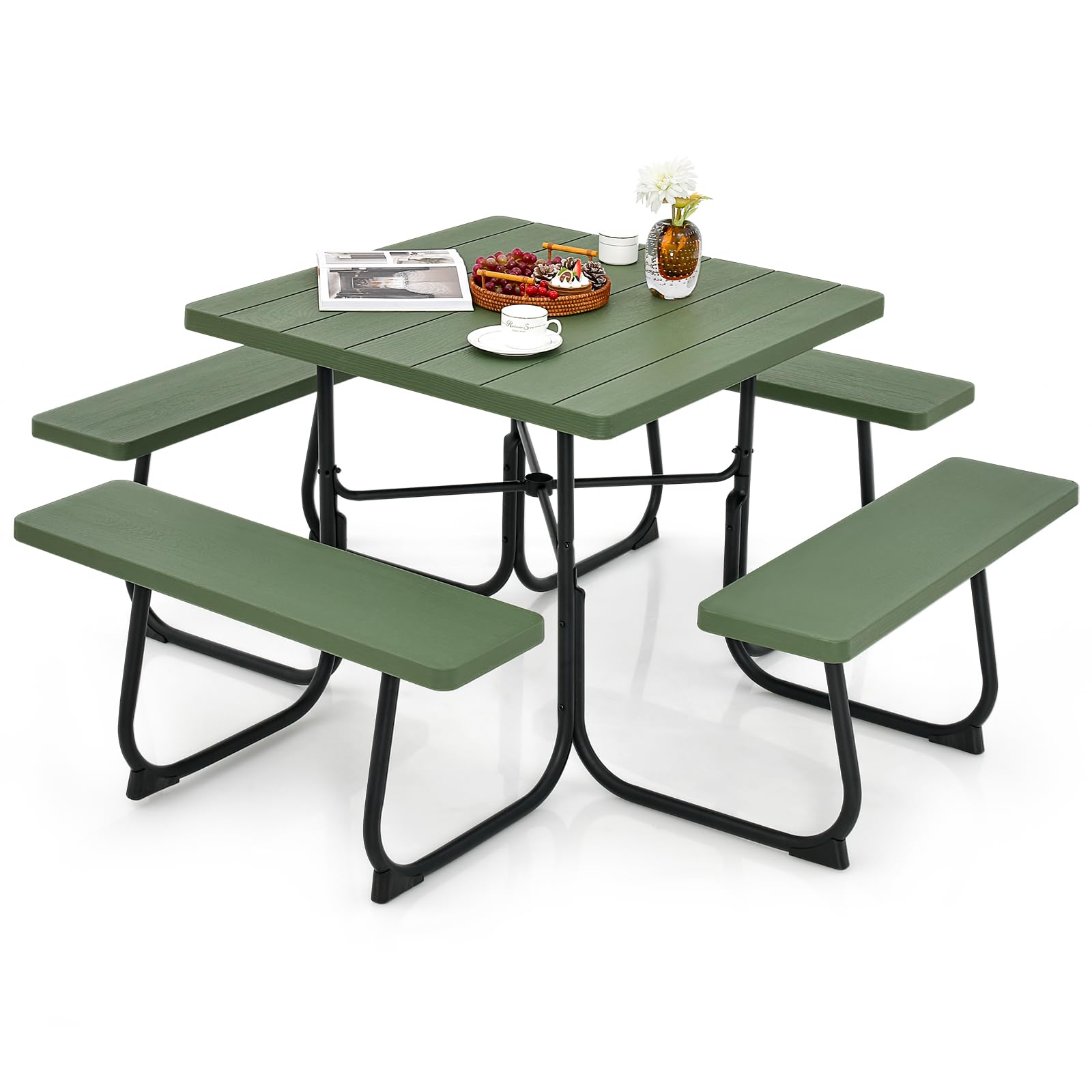 8 Person Picnic Table, Green - Tangkula