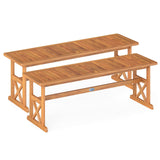 Tangkula Outdoor Acacia Wood Bench Backless Patio Dining Bench