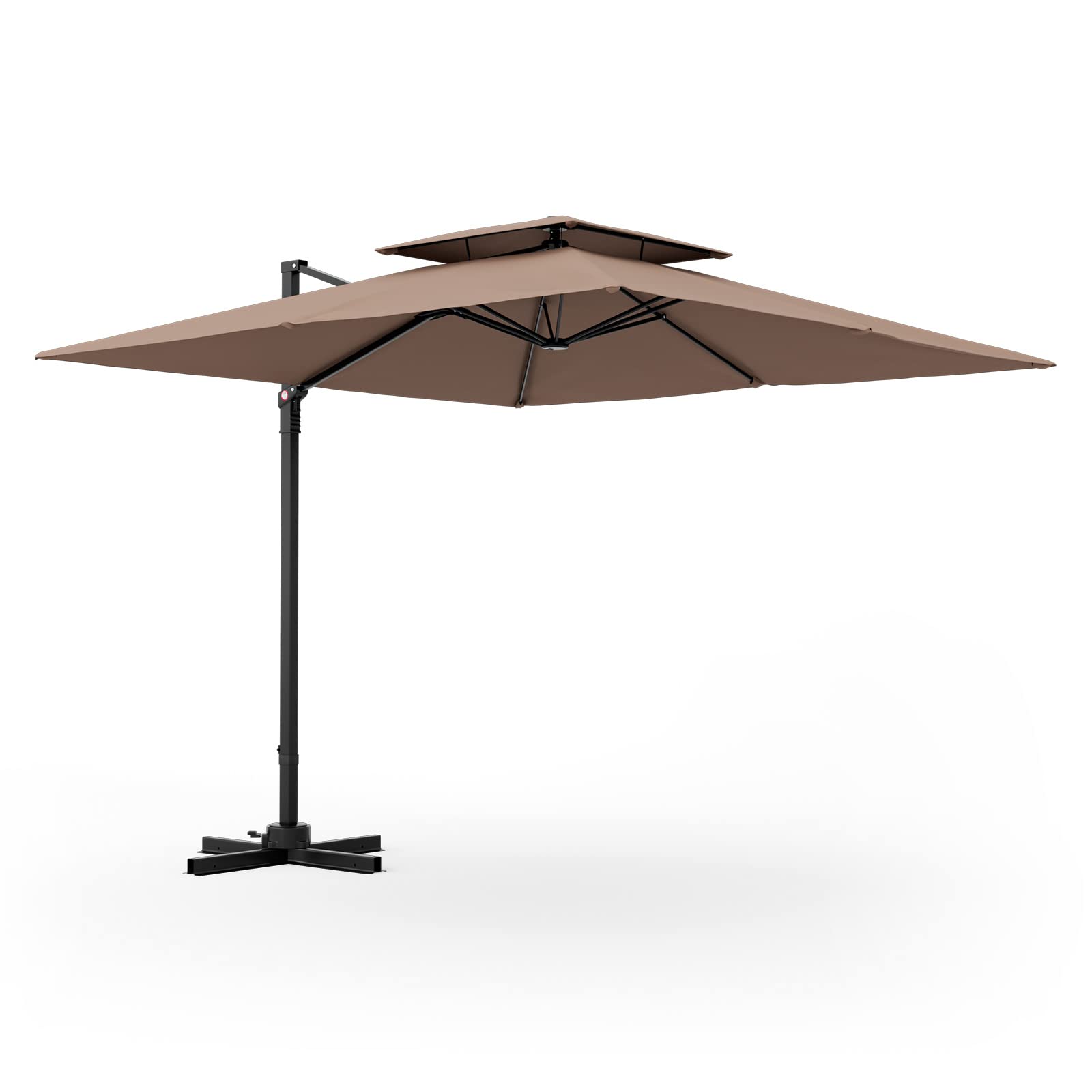 360 degree rotating patio umbrella TANGKULA 9.5 ft Cantilever Patio Umbrella, Outdoor Square Offset Umbrella with 360-degree Rotation, Tan