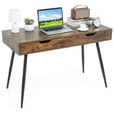Tangkula Modern Writing Study Desk with 2 Storage Drawers