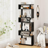 Tangkula 6-Tier S Shaped Bookcase 64" Tall Modern Geometric Bookshelf