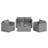 Tangkula 4/8 Pieces Patio Rattan Conversation Set | Sectional Sofas and Tea Table for Garden Yard Balcony