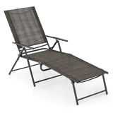 Tangkula Outdoor Lounge Chairs Set of 1/2, Patio Folding Chaise Recliner with 6-Level Backrest