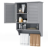 Tangkula Wall Mounted Bathroom Cabinet with Open Shelf & Bar