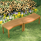 Tangkula Acacia Wood Outdoor Curved Bench