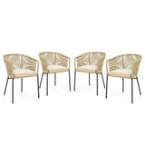 Tangkula Patio Chairs Set of 4, Upholstered Accent Chairs w/Curved Backrest