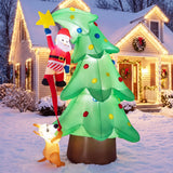 Tangkula 7.6 FT Inflatable Christmas Santa Claus Climbing Tree Bite By Dog