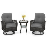 Tangkula 3 Piece Swivel Patio Rocking Set w/Thickened Cushions | Patio Furniture Sets