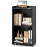 Tangkula Rolling Podium Stand, Mobile Lectern Stand with 2 Shelves & Lockable Wheels