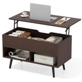 Tangkula Lift Top Coffee Table with Hidden Compartment & 2 Open Shelves