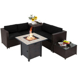 Tangkula 5-Piece Patio Furniture Set with 30 Inches Gas Fire Pit Table