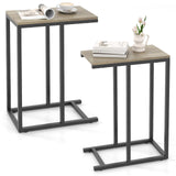 Tangkula C-Shaped End Table Slide Under Couch TV Tray
