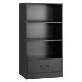 Tangkula 3 Tier Bookcase with Drawer, 48”Tall Freestanding Bookshelf