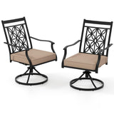 Tangkula Patio Swivel Dining Chairs Set of 2, Heavy Duty Metal Outdoor Dining Chairs with Thick Cushions