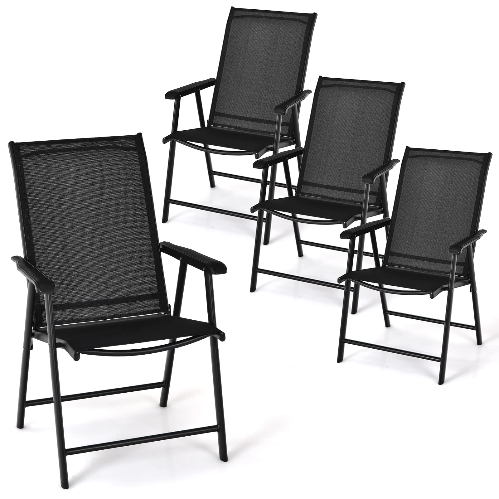 Set of 2 Patio Folding Chairs, Grey - Tangkula