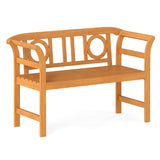 Tangkula Acacia Wood Outdoor Bench with Backrest