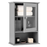 Tangkula Bathroom Cabinet, Wall Mounted Storage Organizer W/Door and Open Shelf, Hanging Medicine Cabinet, White