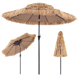 Tangkula 9 FT Solar Tiki Patio Umbrella with PE Grass