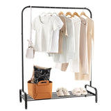 Tangkula Metal Garment Rack, 44" Clothing Rack with Top Rod and Lower Storage Shelf