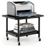 Tangkula 2-Tier Printer Stand, Under Desk Rolling Printer Cart with 2 Storage Shelves