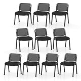 Guest Reception Chairs Set of 5, Stackable Meeting Room Chairs w/Mesh Backrest & Upholstered Seat