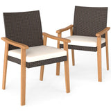 Tangkula Patio Wicker Dining Chair Set of 2/4 for Deck Garden Poolside Backyard