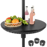 Tangkula Outdoor Umbrella Table Tray, Portable Round Table Tray with Umbrella Hole