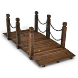 Tangkula 5 FT Wooden Garden Bridge for Landscaping Garden