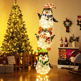 Tangkula Christmas Lighted Penguins Decoration with Warm White Lights and Cute Hats