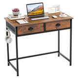Tangkula Computer Desk with 2 Storage Drawers & 4 Hooks