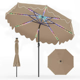Tangkula 9/10 FT Solar Patio Umbrella with 104/112 Color-Changing Flowing LED Lights