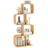 Tangkula Bamboo Geometric Bookshelf