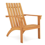 Tangkula Acacia Wood Patio Adirondack Chair with Inclined Seat and High Backrest for Porch