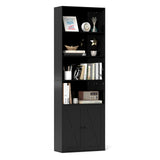 Tangkula Tall Bookcase with Doors, Farmhouse 71" H Freestanding Bookshelf with 6 Shelves & 2-Door Cabinet