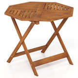 Tangkula Wood Patio Dining Table with 1.97" Umbrella Hole