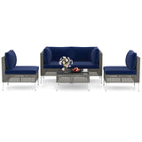 Tangkula 5 Piece Patio Wicker Heavy Duty Sectional Cushioned Sofa Set