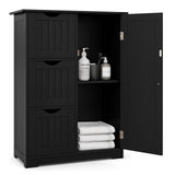 Tangkula Bathroom Floor Cabinet, Freestanding Side Storage Cabinet w/ 3 Drawers & 1 Cupboard