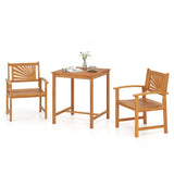 Tangkula 3-Piece Acacia Wood Outdoor Dining Set with 2 Chairs