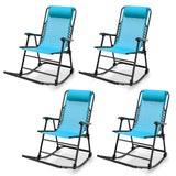Outdoor Folding Rocking Chair, No Assembly Required, Foldable Rocker Recliner with Headrest