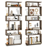 Tangkula 6-Tier S Shaped Bookcase 64" Tall Modern Geometric Bookshelf