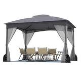 Tangkula 10 X 12 FT Patio Gazebo with Netting Walls Soft Top Double Roof Canopy with 4 Sandbags