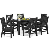 Tangkula 7 Pieces Patio Dining Set with 1.77” Umbrella Hole Wood-Like Surface