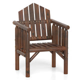 Tangkula Outdoor Wooden Patio Dining Chair with Armrests and Reclined High Backrest